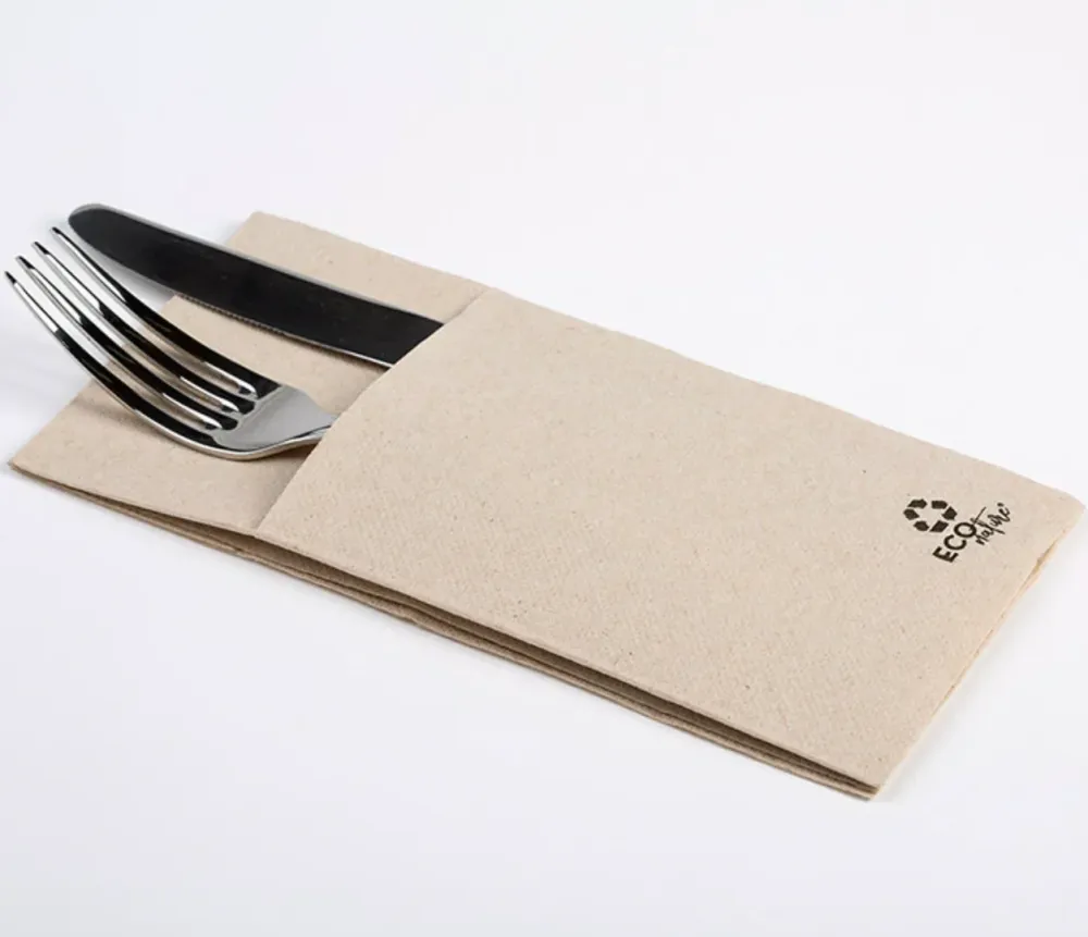 Guardanapos de Mesa Dobrados com Bolsa Kangu Nature (960F)