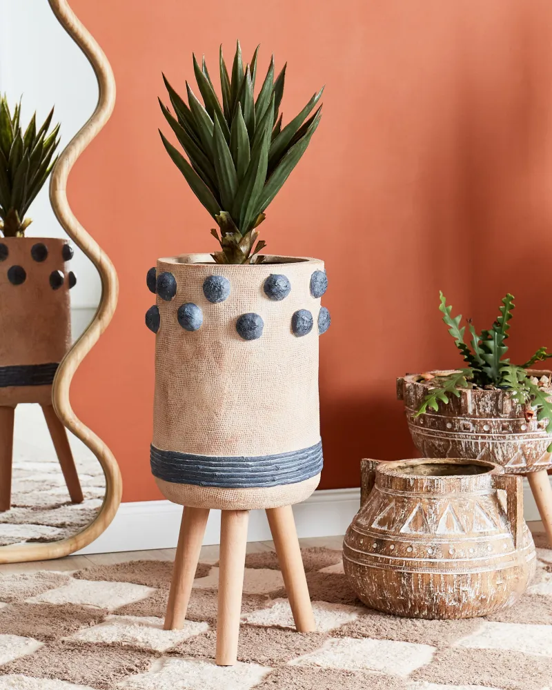 Vaso alto para plantas BLETILLA Cerâmica Cor de areia