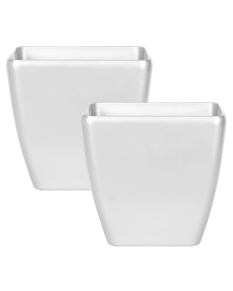 Conjunto de 2 vasos para plantas em pedra prateada 42 x 42 x 41 cm ASTRAS