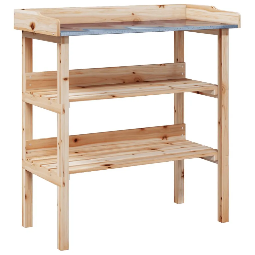 Mesa apoio para plantas com prateleiras 78x38x82,5 cm abeto maciço