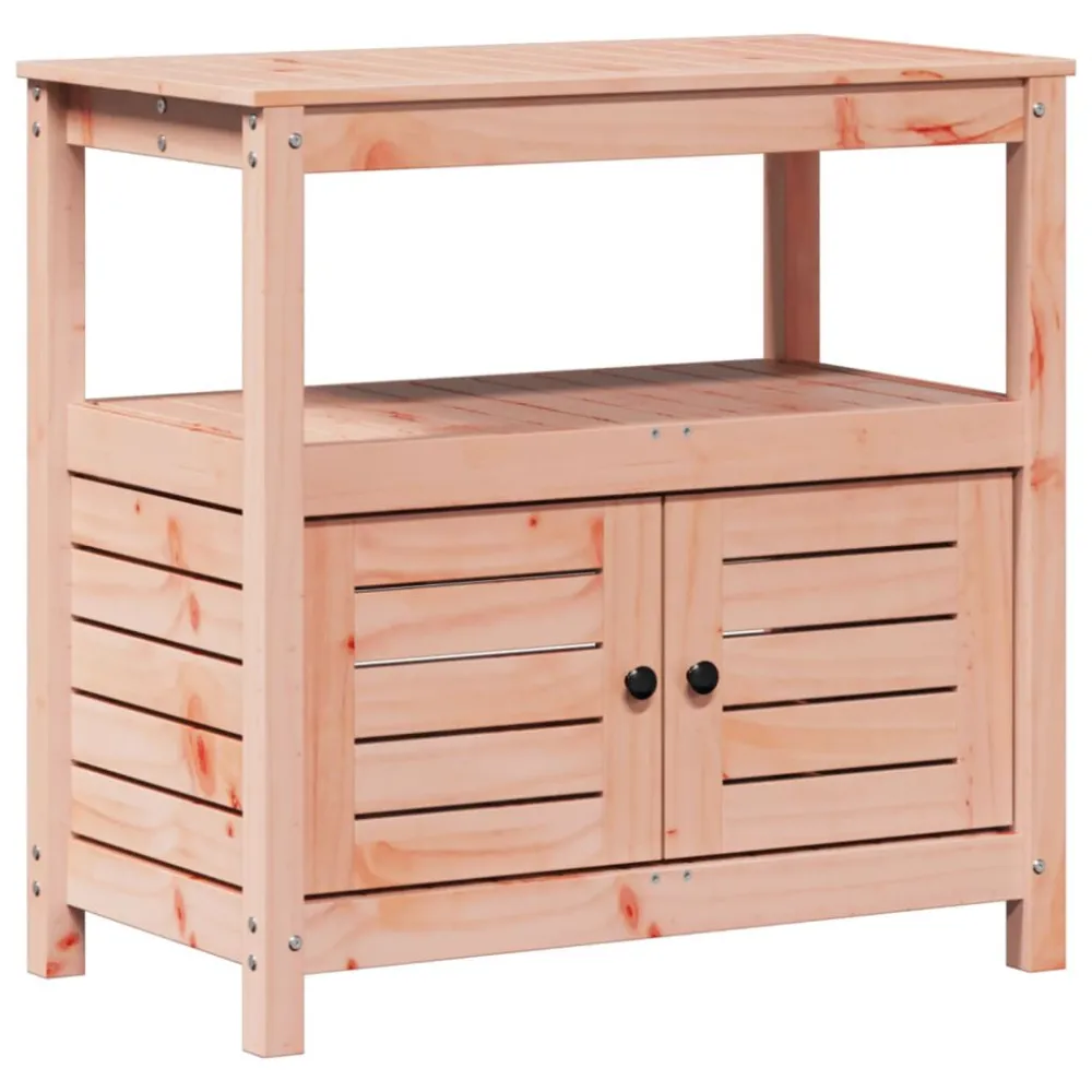 Mesa de jardinagem com prateleiras madeira de douglas maciç
