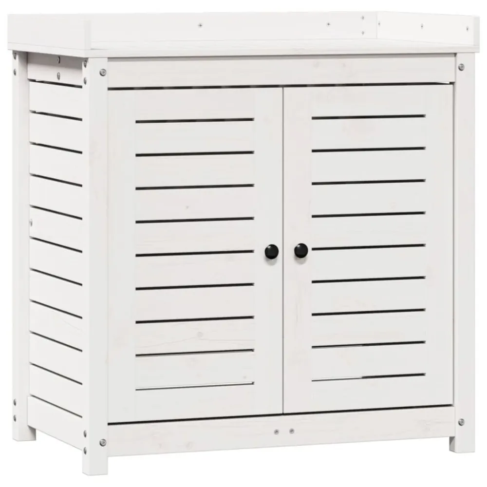 Mesa de jardinagem com prateleiras madeira pinho maciç branco