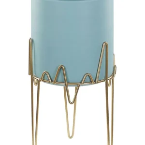 Vaso alto para plantas KALANDRA Metálico Azul claro
