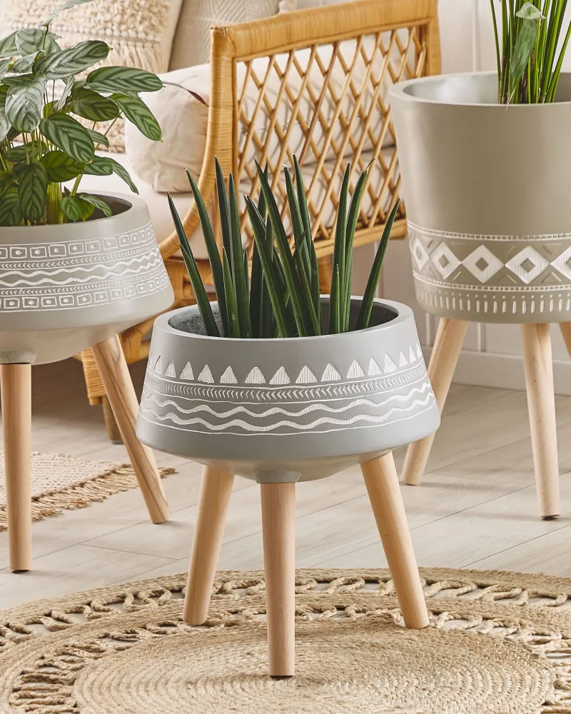 Vaso alto para plantas WERIA Cerâmica Cinzento distinto