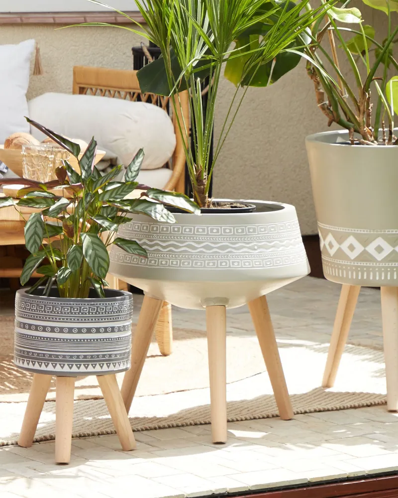 Vaso alto para plantas WERIA Cerâmica Cinzento distinto