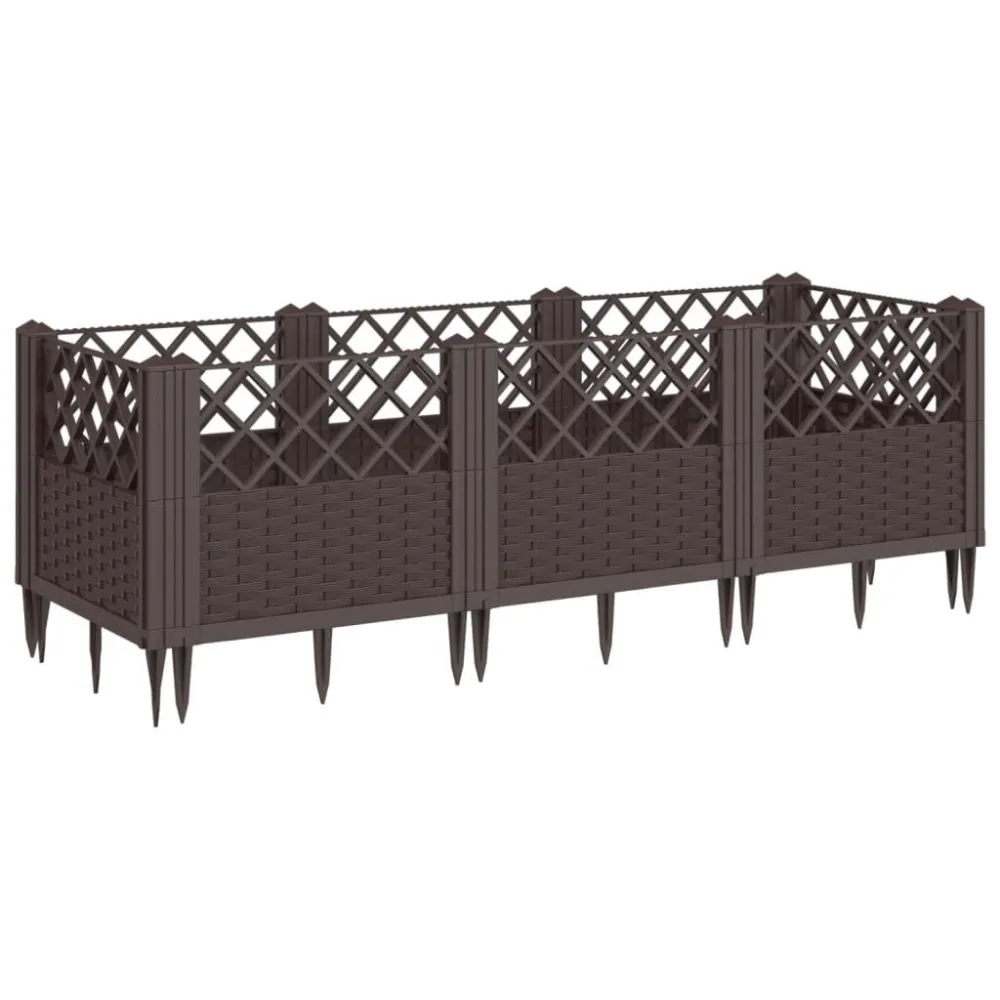 Vaso/floreira jardim com estacas 123,5x43,5x43,5 cm PP castanho