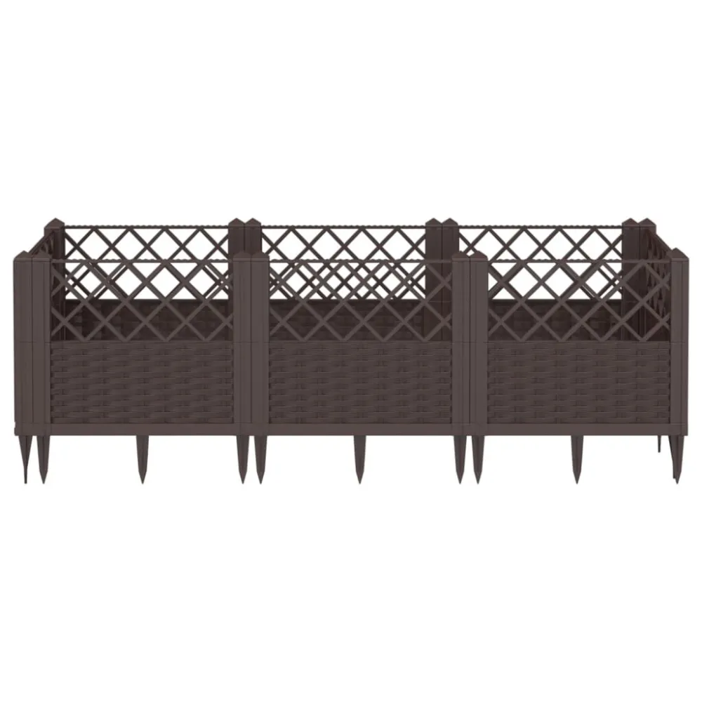 Vaso/floreira jardim com estacas 123,5x43,5x43,5 cm PP castanho