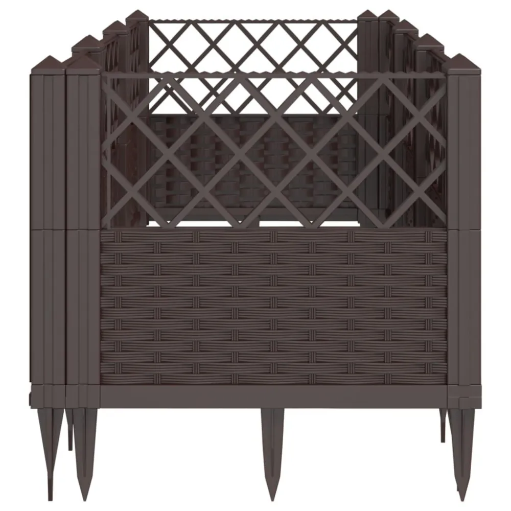 Vaso/floreira jardim com estacas 123,5x43,5x43,5 cm PP castanho