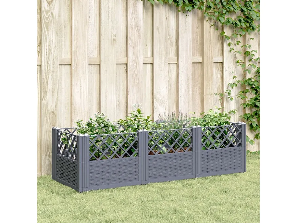 Vaso/floreira de jardim com estacas 123,5x43,5x43,5 cm PP cinza
