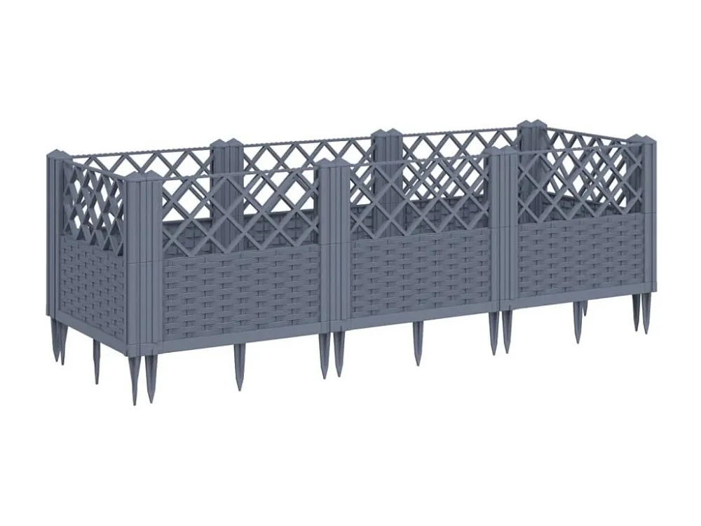 Vaso/floreira de jardim com estacas 123,5x43,5x43,5 cm PP cinza