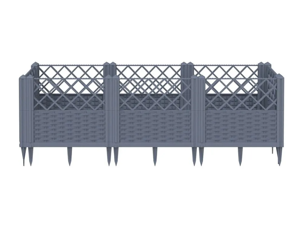 Vaso/floreira de jardim com estacas 123,5x43,5x43,5 cm PP cinza