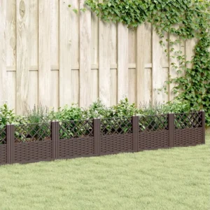 Vaso/floreira jardim com estacas 363,5x43,5x43,5 cm PP castanho