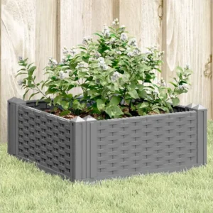 Vaso/floreira jardim com estacas 42,5x42,5x28,5cm PP cinza-claro