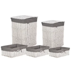 Set 5 Willow Baskets Grey ELLA