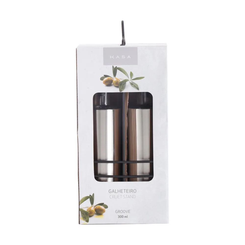Estatueta para Vinho Galheteiro Inox e Vidro 2 peças
