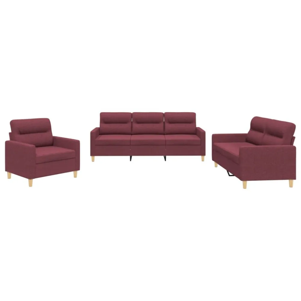 Almofada de Cetim 3 pcs conjunto de sofás com almofadões tecido vermelho tinto