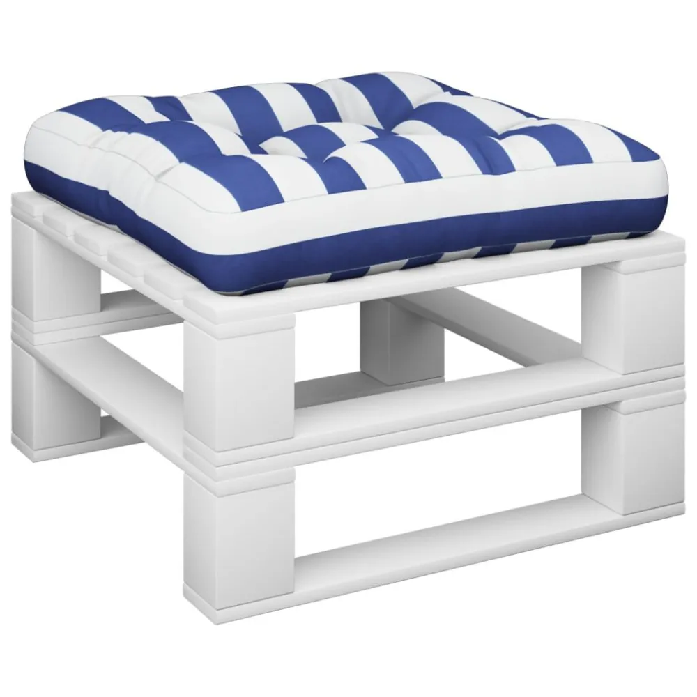 Almofadão para paletes 50x50x12 cm tecido riscas azul/branco para Sofá