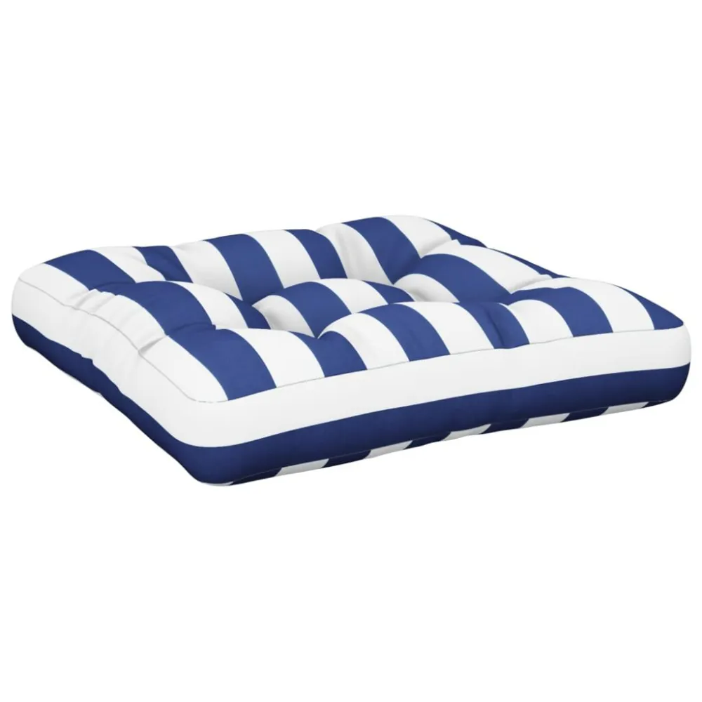 Almofadão para paletes 50x50x12 cm tecido riscas azul/branco para Sofá