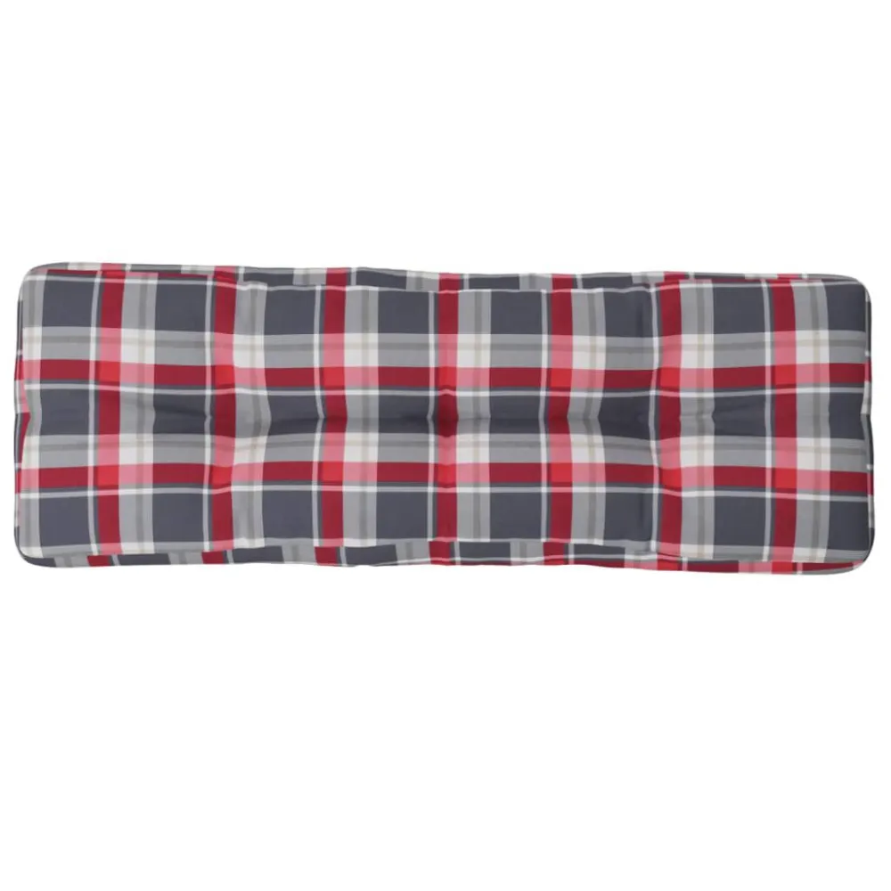Almofadão para sofá de paletes 120x40x12cm tecido xadrez vermelho com Enchimento Incluído