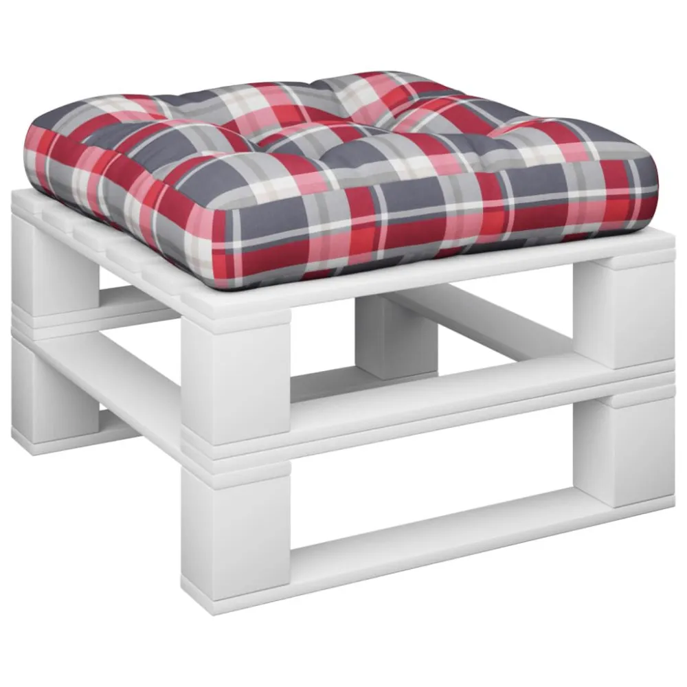 Almofadão para sofá de paletes 60x60x12 cm tecido xadrez vermelho com Certificação Oeko-Tex