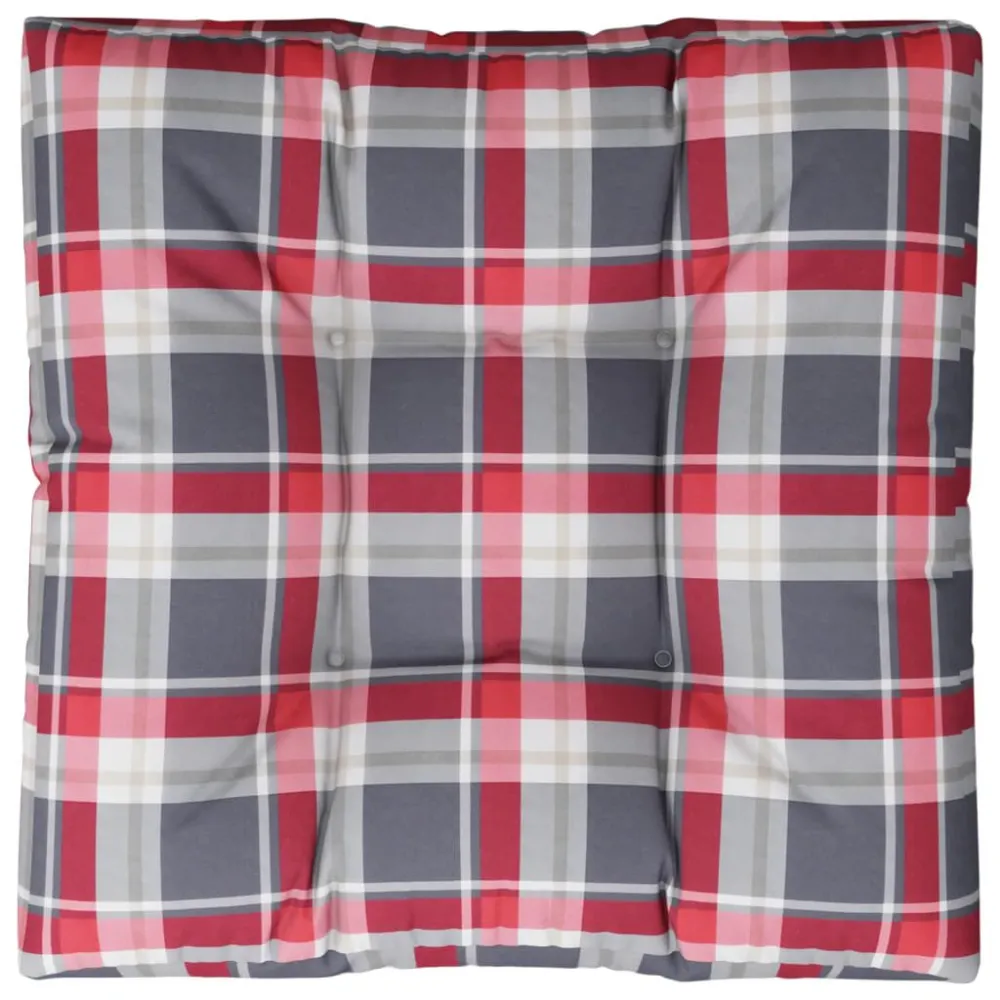 Almofadão para sofá de paletes 80x80x12 cm tecido xadrez vermelho | Decorativa | Antialérgica