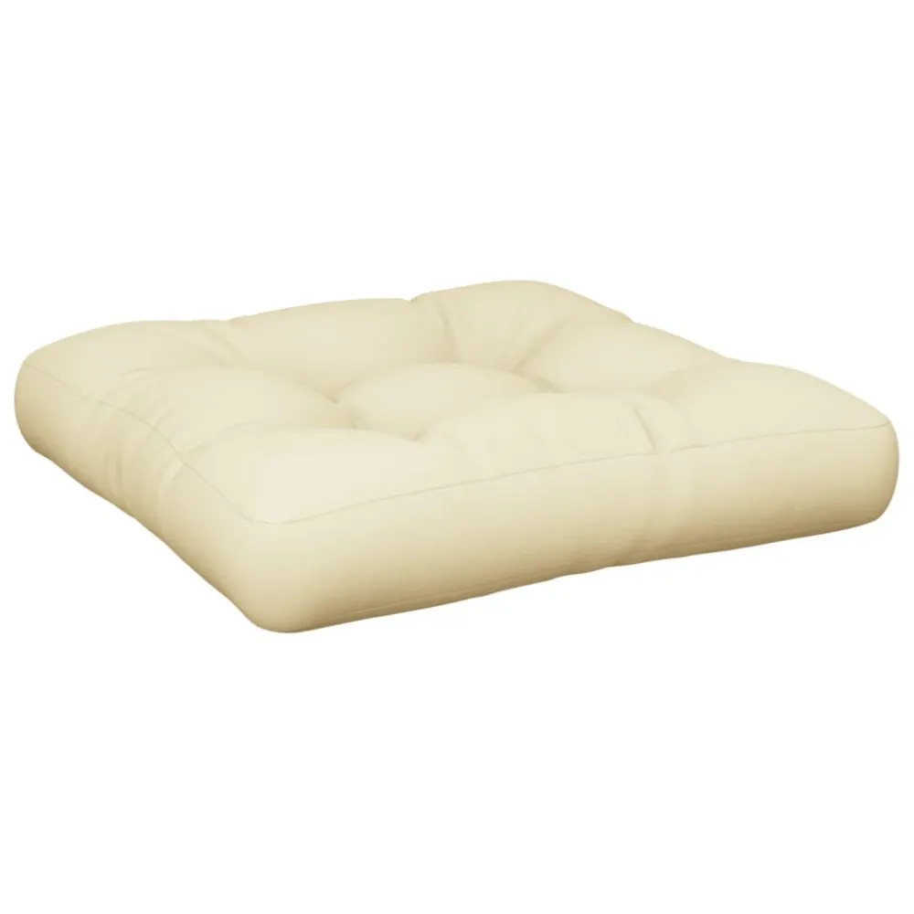 Almofadão sofá de paletes 50x50x12 cm tecido creme para Sala de Estar