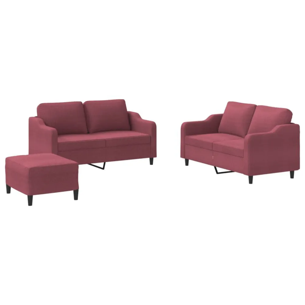 Capas para Almofada 3 pcs conjunto de sofás com almofadões tecido vermelho tinto