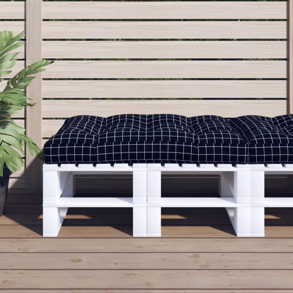 Design Exclusivo Almofadão para sofá de paletes 120x80x12 cm tecido xadrez preto