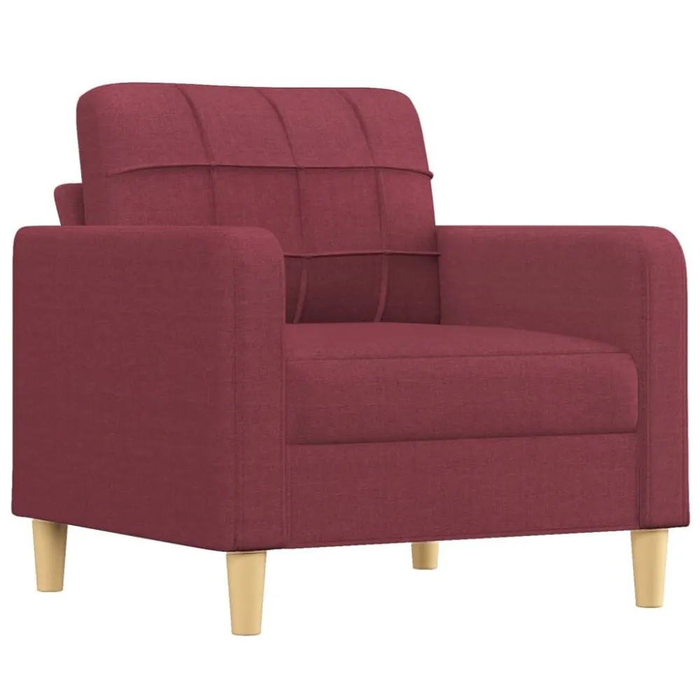 Design Exclusivo 3 pcs conjunto de sofás com almofadões tecido vermelho tinto