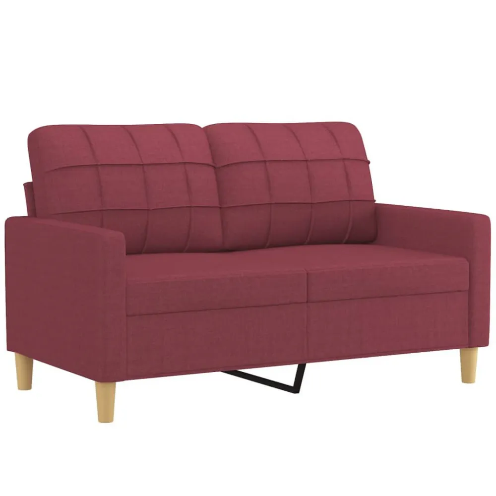 Design Exclusivo 3 pcs conjunto de sofás com almofadões tecido vermelho tinto