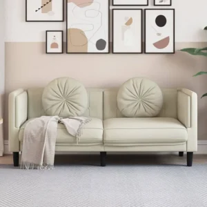 Design Exclusivo Sofá com almofadões 2 lugares veludo cor creme