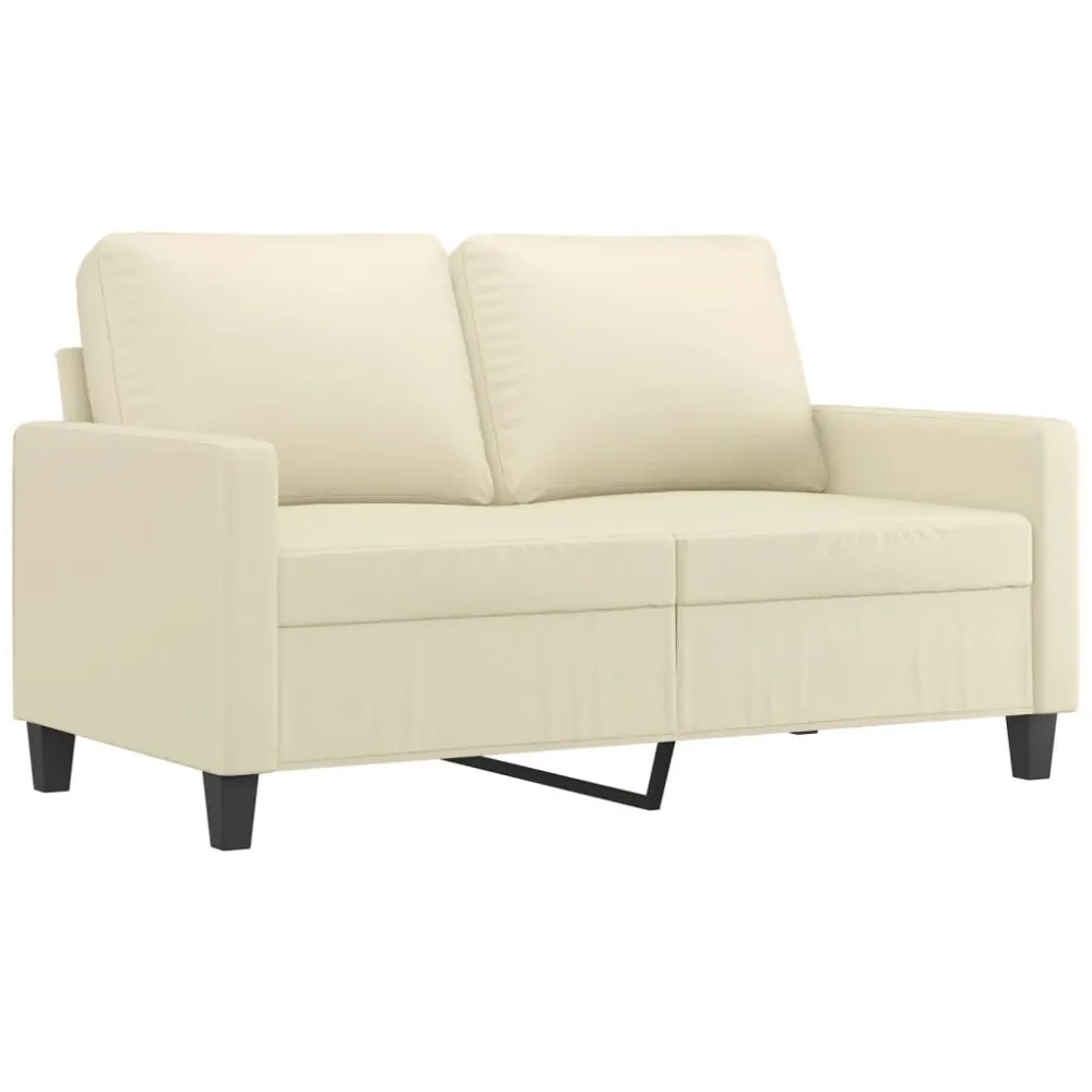 2 pcs conjunto sofás com almofadões couro artificial cor creme Estampada