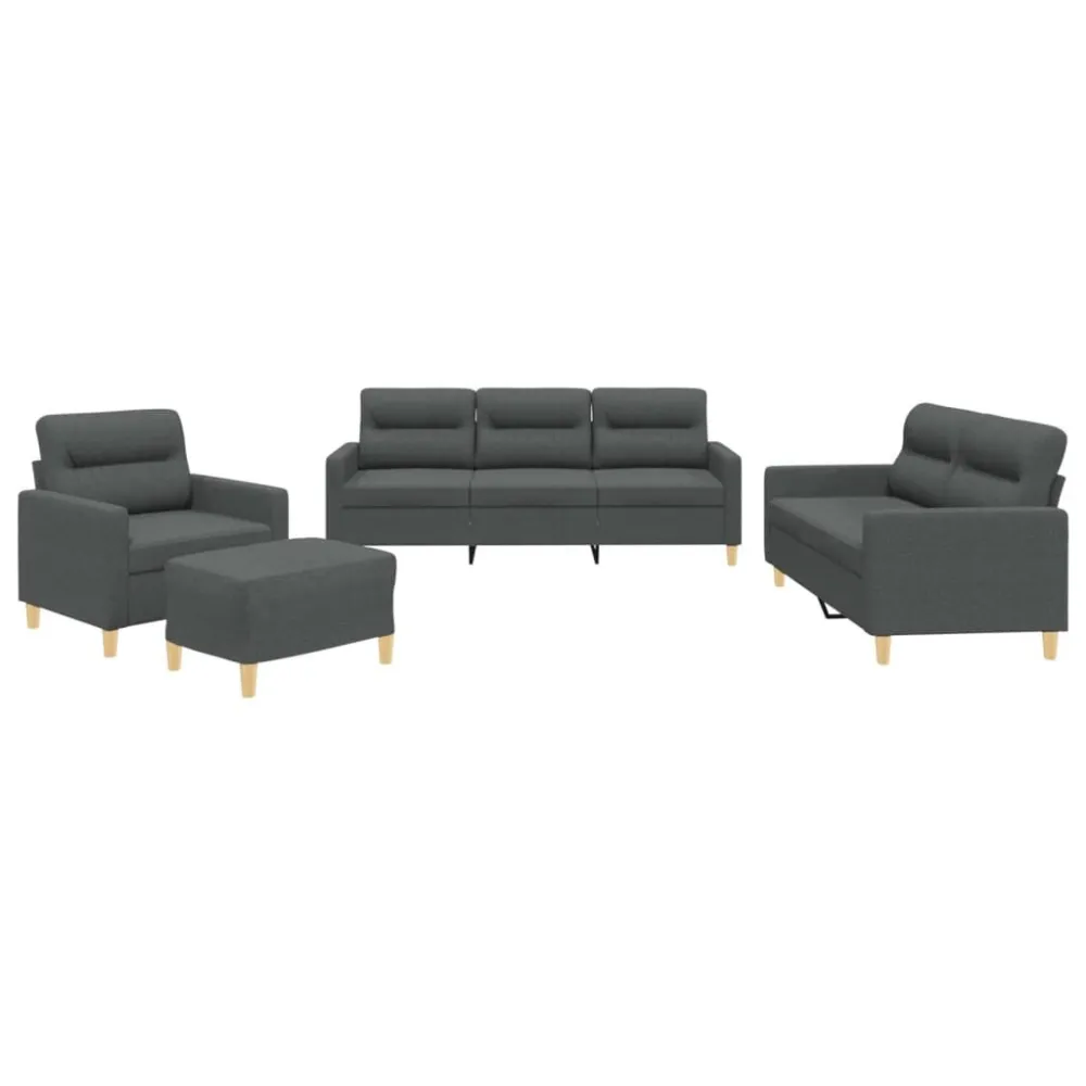 4 pcs conjunto de sofás com almofadões tecido cinzento-escuro | Decorativa | Antialérgica