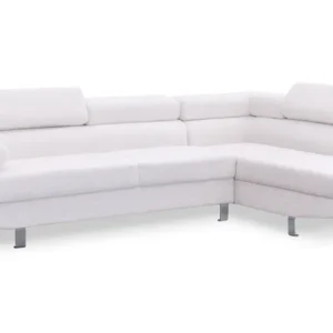 Sofá de canto à direita com encostos de cabeç ajustáveis Alfa Tecido Bouclé Creme | Decorativa | Antialérgica