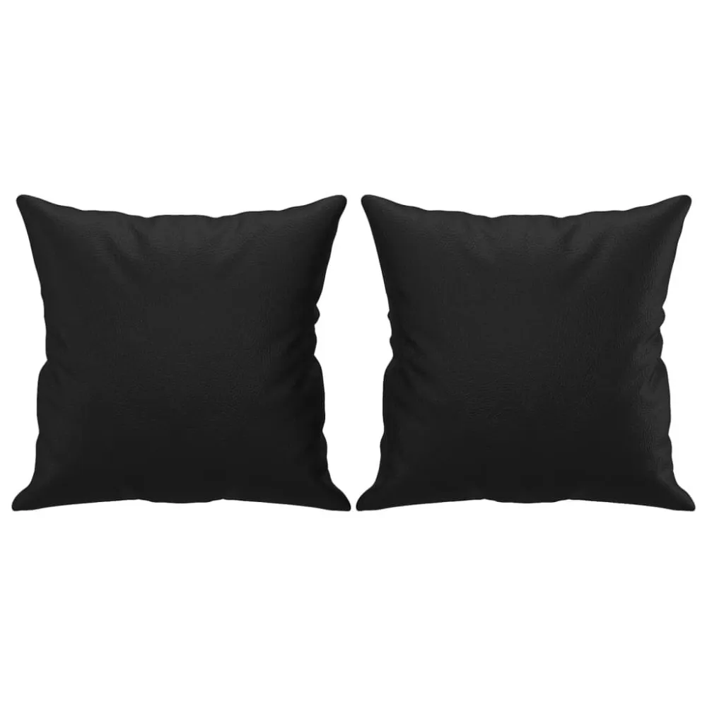 Almofadas decorativas 2 pcs 40x40 cm couro artificial preto Capas Removíveis