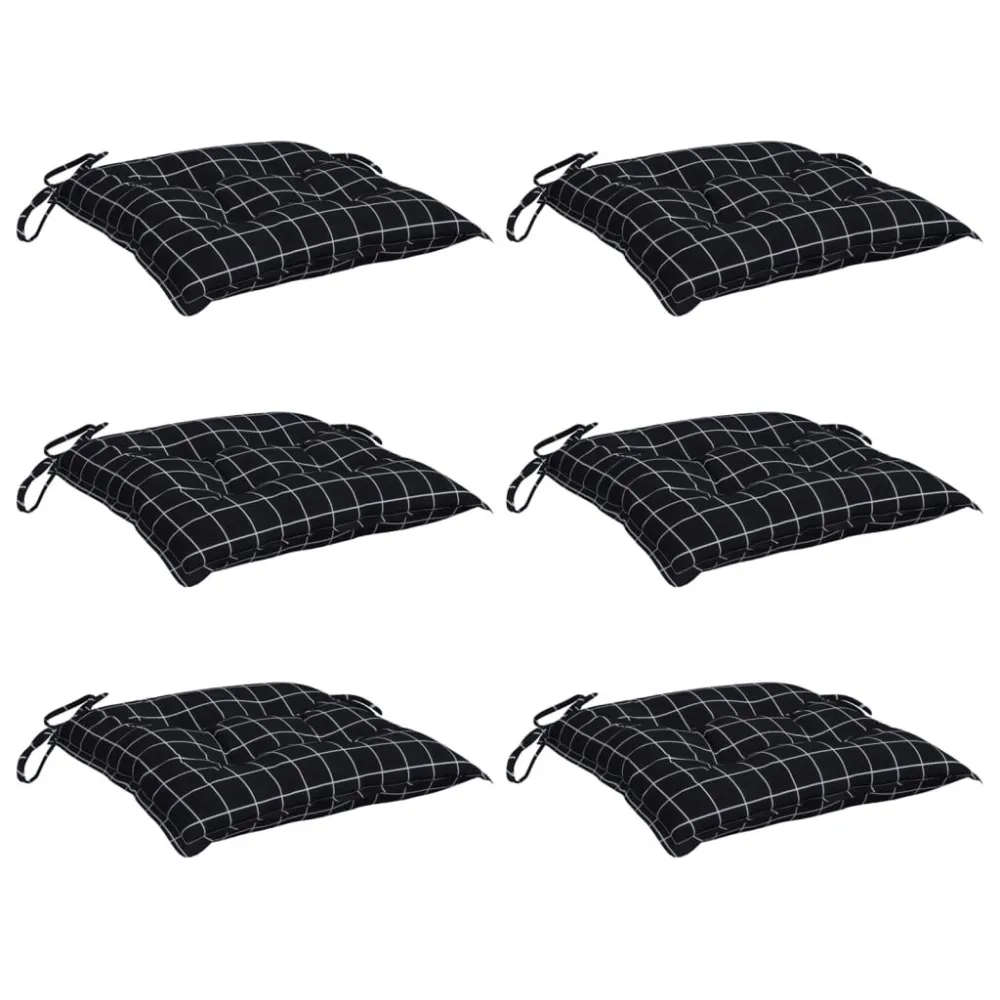 Almofadões para cadeira 6 pcs tecido oxford básico xadrez preto