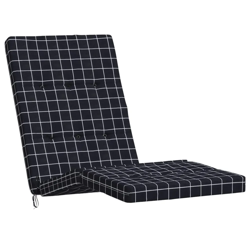 Almofadões para cadeira terraço 2 pcs tecido oxford xadrez preto com Apoio para Bebidas