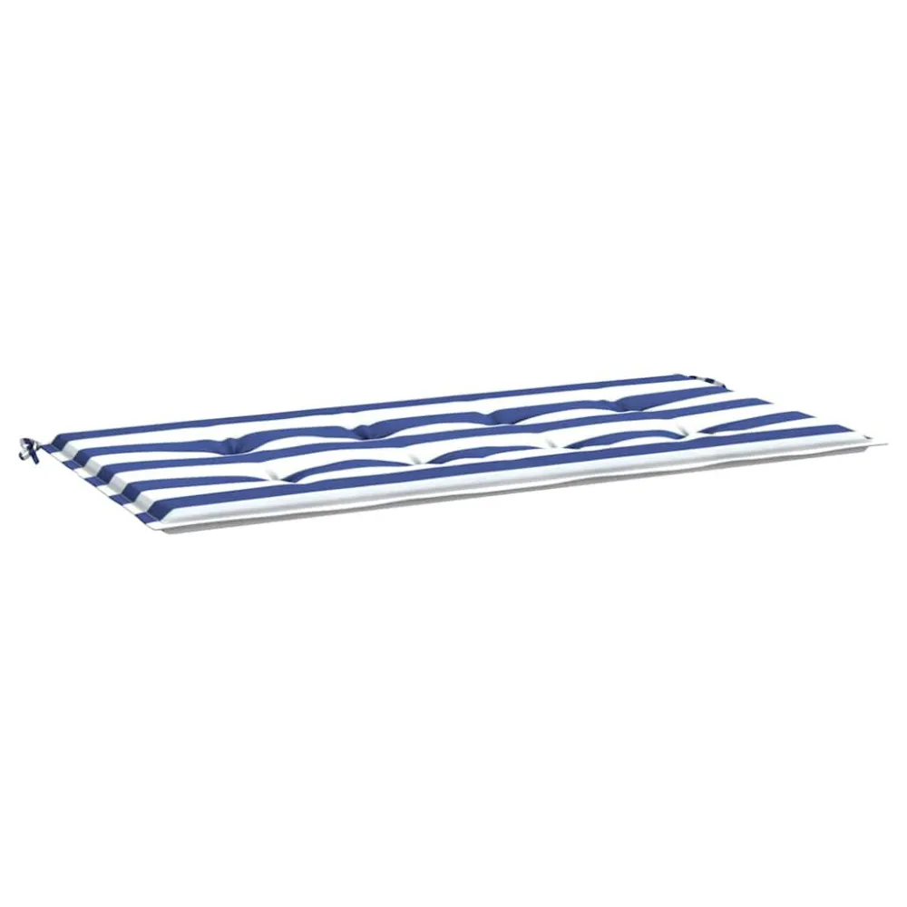 Almofadão para banco jardim 100x50x3 cm tecido oxford azul/branco com Apoio para Bebidas