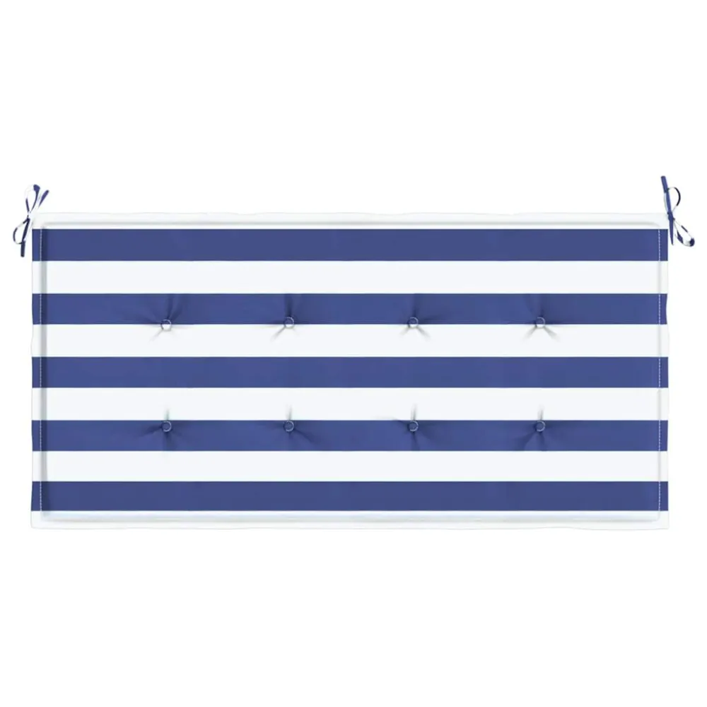 Almofadão para banco jardim 100x50x3 cm tecido oxford azul/branco com Apoio para Bebidas