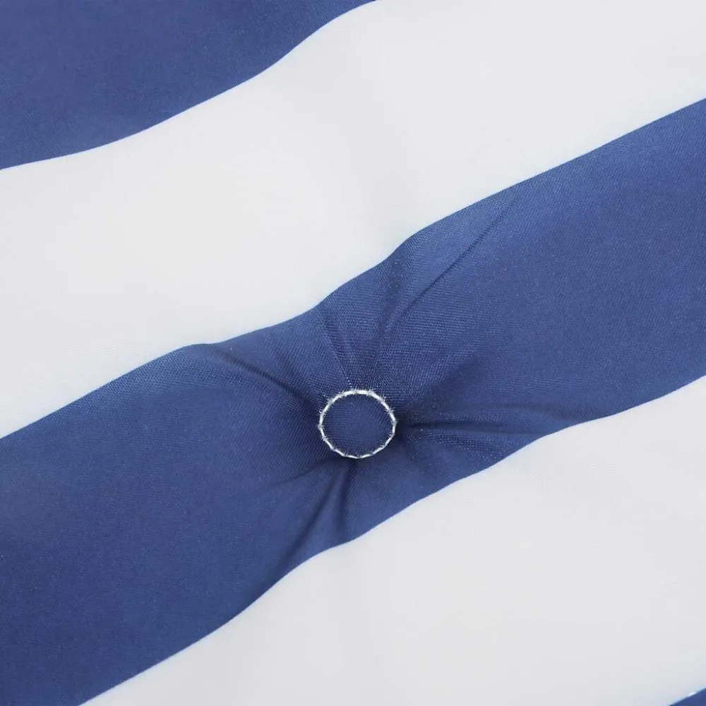 Almofadão para banco jardim 100x50x3 cm tecido oxford azul/branco com Apoio para Bebidas