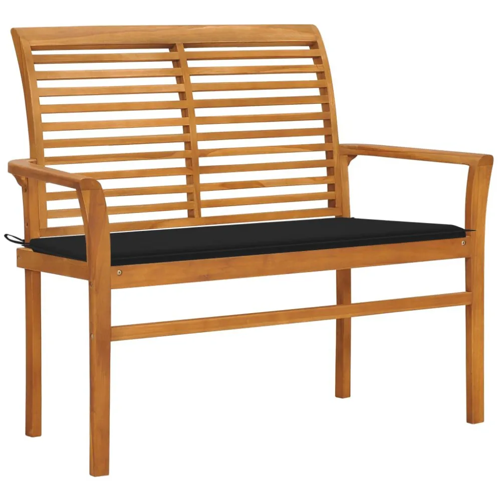 Banco de Jardim Banco de jardim com almofadão preto 112 cm teca maciç