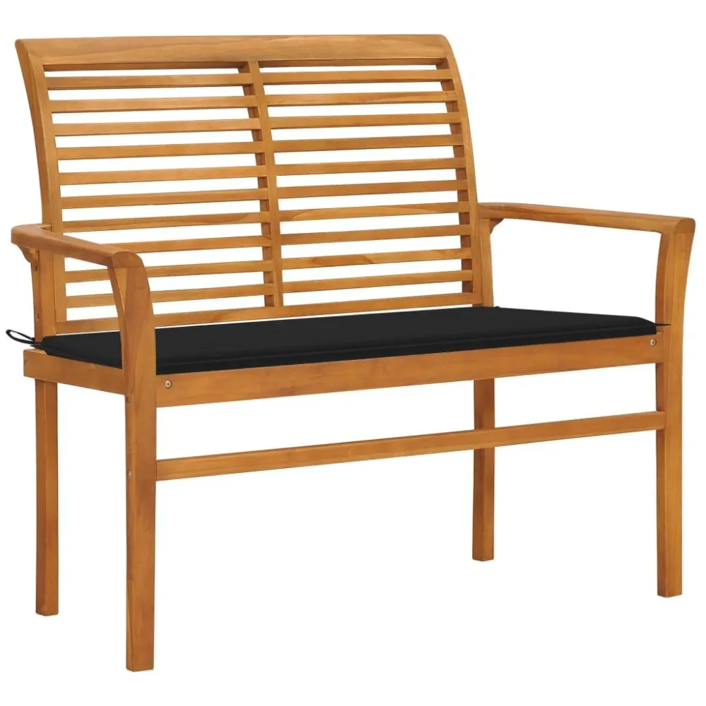 Banco de Jardim Banco de jardim com almofadão preto 112 cm teca maciç