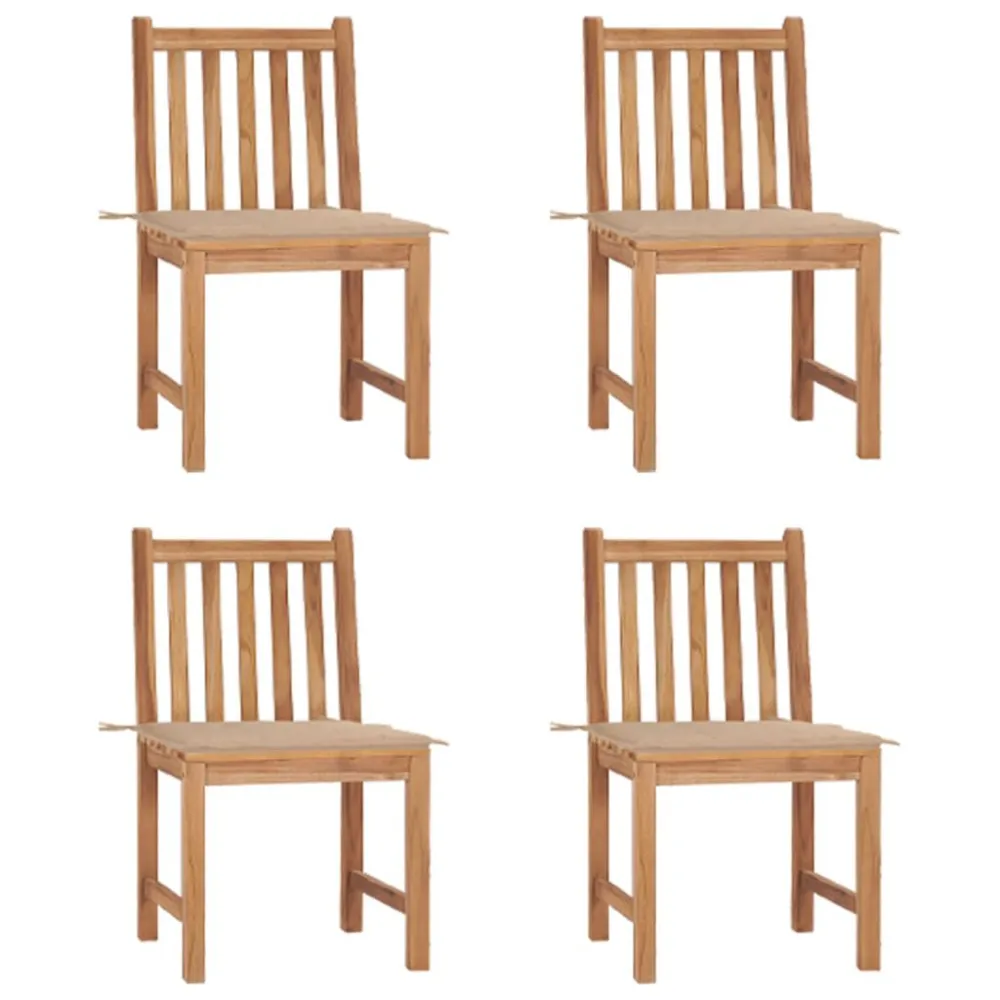 Banco de Jardim Cadeiras de jardim com almofadões 4 pcs madeira de teca maciç