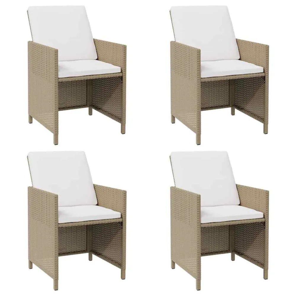 Banco de Jardim Cadeiras de jardim com almofadões 4 pcs vime PE bege