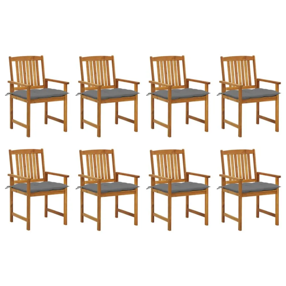 Banco de Jardim Cadeiras de jardim com almofadões 8 pcs acácia maciç