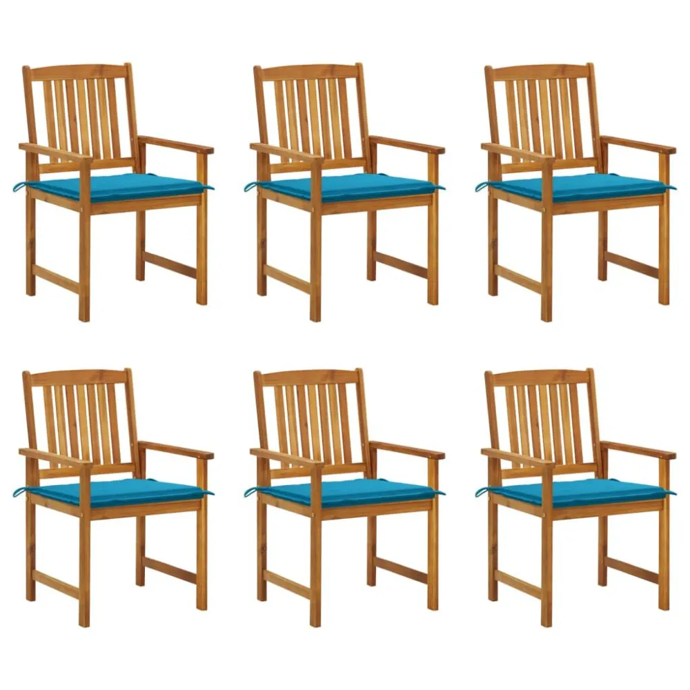 Banco de Jardim Cadeiras de jardim com almofadões 6 pcs acácia maciç