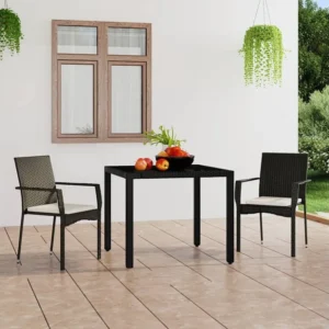 Banco de Jardim Cadeiras de jardim com almofadões 2 peças vime PE preto