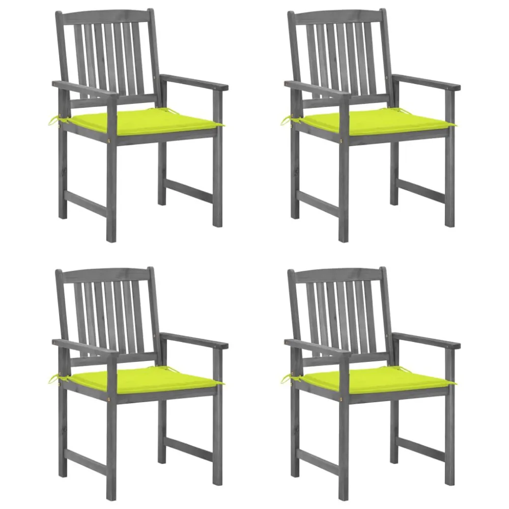 Banco de Jardim Cadeiras de jardim com almofadões 4 pcs acácia maciç cinza