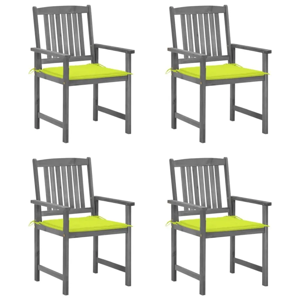 Banco de Jardim Cadeiras de jardim com almofadões 4 pcs acácia maciç cinza