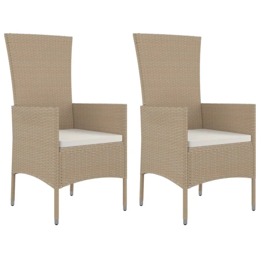 Banco de Jardim Cadeiras de jardim com almofadões 2 pcs vime PE bege